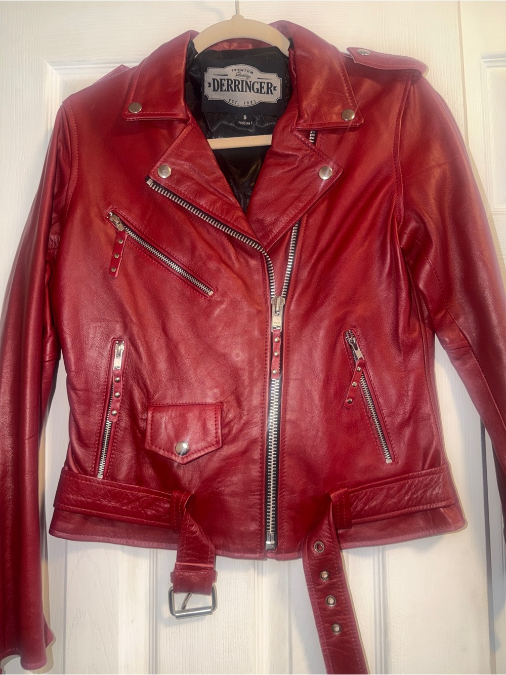 Red Leather Moto Jacket